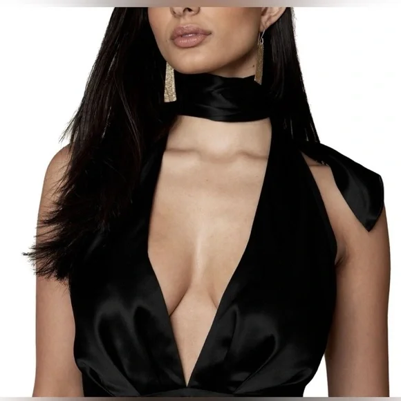 slim fit dress slacks Selena Halter Silk Dress – VAST main image 1